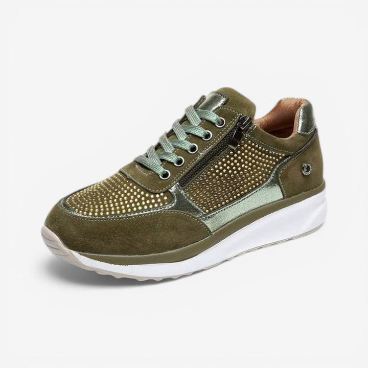 Dame sneakers med rund snude og praktisk sidelås, ideelle til hverdag. Komfortable og stilfulde.