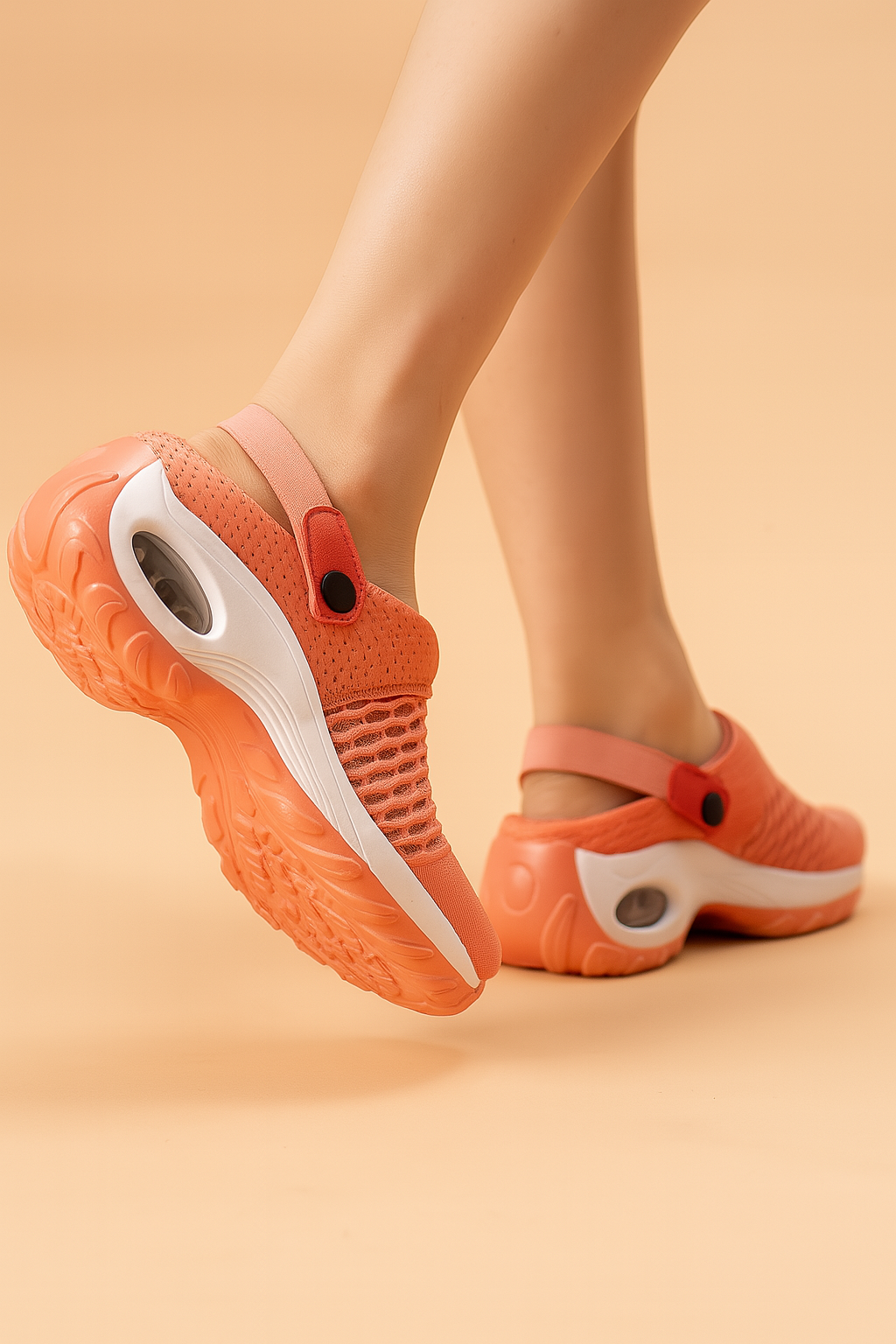 Stilfulde og sporty dame træsko/sandaler med luftpolstret sål og ventileret overdel for friskhed.