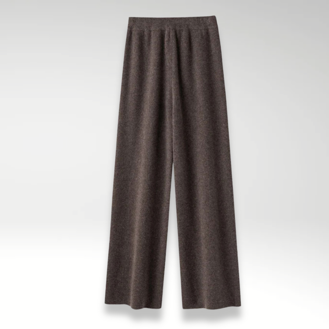Dame strikkede brede bukser med elastisk talje for optimal komfort og stil.