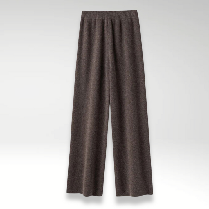 Dame strikkede brede bukser med elastisk talje for optimal komfort og stil.