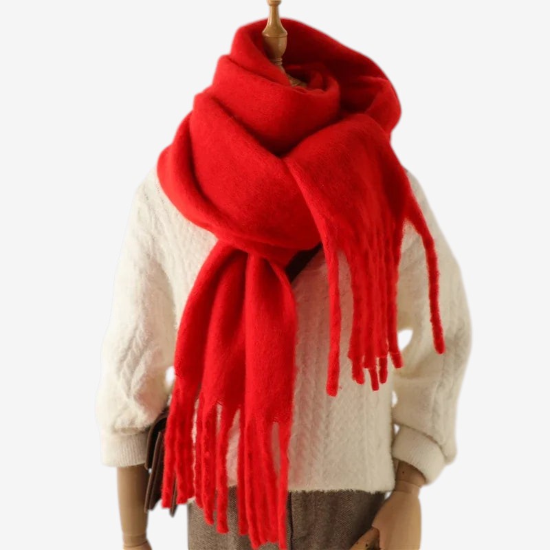 Blødt efterårs tørklæde med store frynser for damer, både varmt og chic.