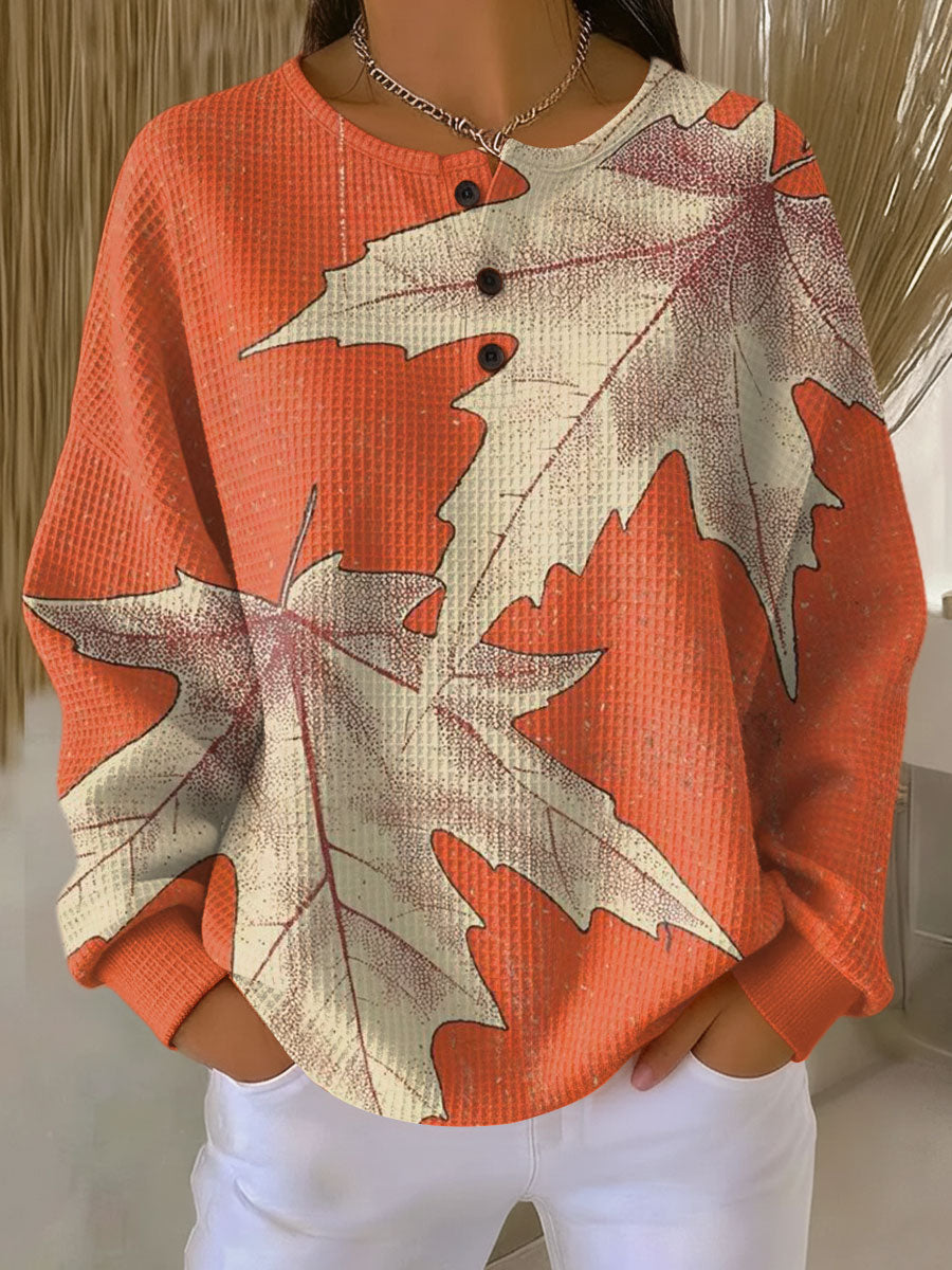 Dame vaffelstrik sweater i blødt materiale til vinteren. Elegant, varm & komfortabel.