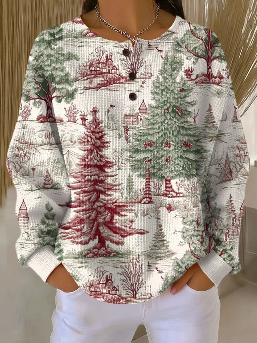 Dame varm vaffelstrik sweater i blød kvalitet, ideel til efterår og vinter. Komfortabel og stilfuld.