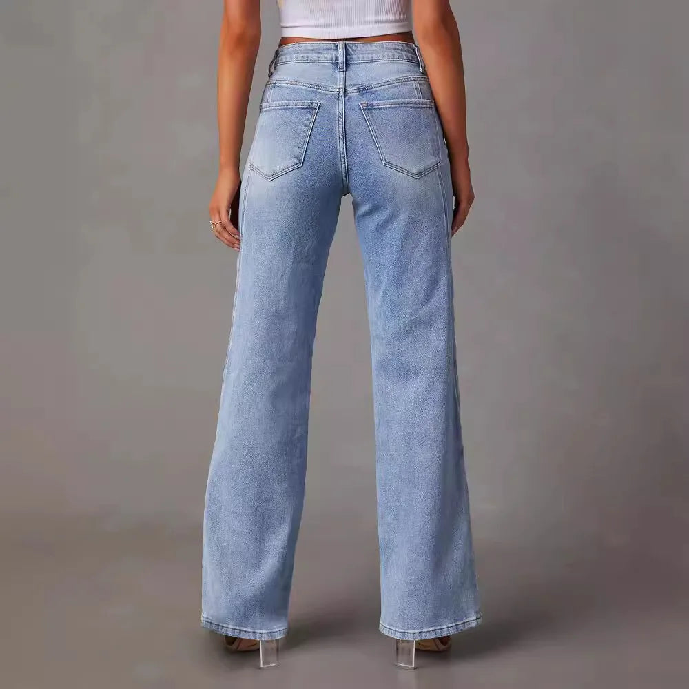Komfortable wide leg jeans til kvinder, perfekt som hverdagsjeans med afslappet pasform.