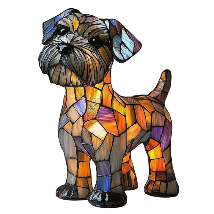 Sød terrier dekorationslampe, Fido-stil. Perfekt som bordlampe, gaveidé & hyggelig LED-lampe til dyrevenner.