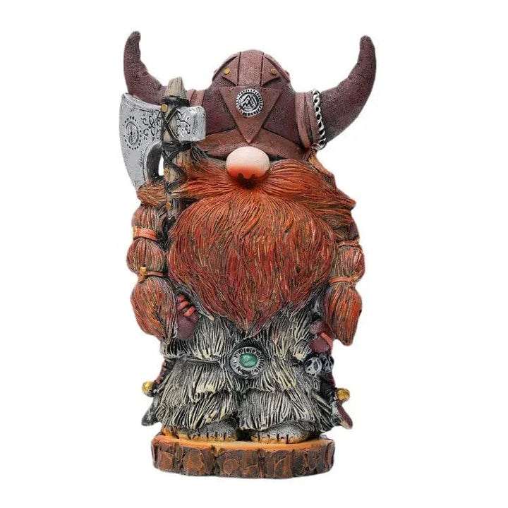 Kraftfuld viking kriger statue med skjold. Harpiks dekoration, der bringer nordisk historie til hjemmet.