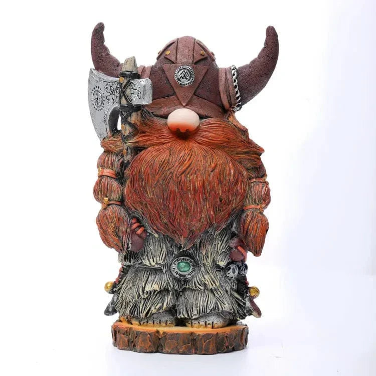 Viking kriger figur med kampøkse og hjelm. Historisk harpiks statue, ideel til nordisk mytologi-temaer.