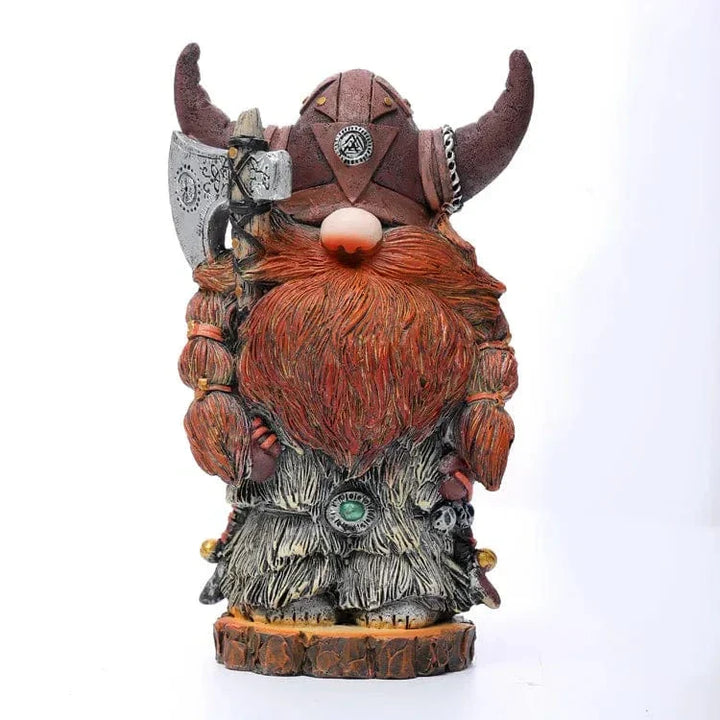 Viking kriger figur med kampøkse og hjelm. Historisk harpiks statue, ideel til nordisk mytologi-temaer.