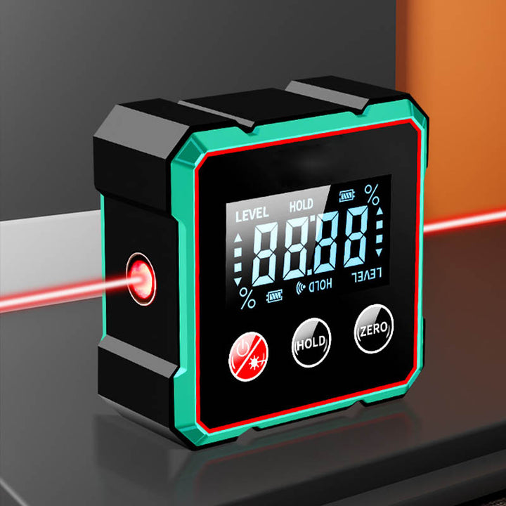 AngleMaster Pro digital vinkelmåler med tydeligt display, perfekt til nøjagtige vinkelmål i værkstedet.