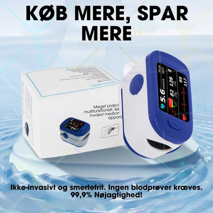 Bærbart digitalt pulsoximeter for nem sundhedsovervågning og velvære hjemme.