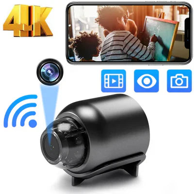 Ultra HD 4K minikamera for skarpe optagelser, trådløs overvågning og optimal hjemmesikkerhed.