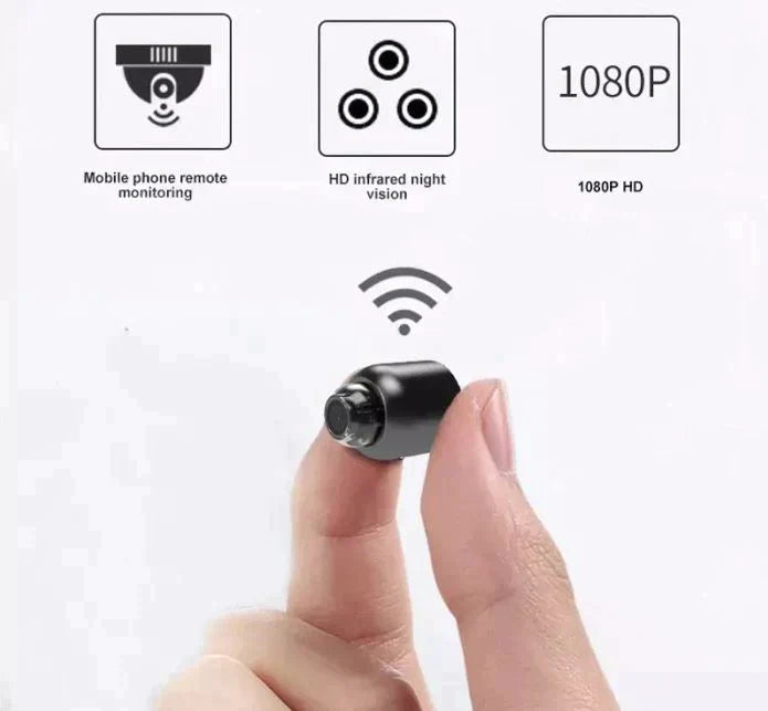 Avanceret mini sikkerhedskamera med WiFi og nattesyn for effektiv hjemmeovervågning. Diskret og pålideligt.