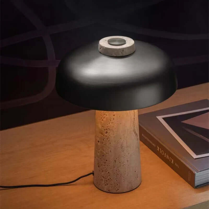 Elegant Travertin Bordlampe - 25cm