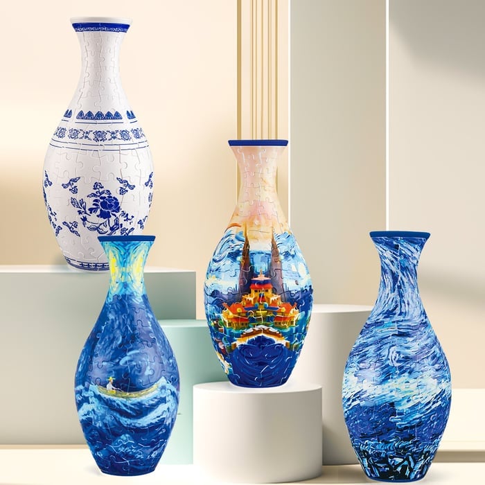 EcoBloom 3D puslespil vase, moderne blomsterdekoration til hjemmet.