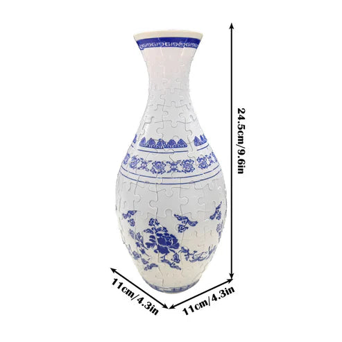 Stilfuld 3D puslespil vase, skaber unik blomsterudsmykning i rummet.