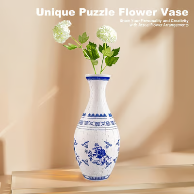 Kreativt samlesæt: EcoBloom 3D puslespil vase til et hyggeligt DIY projekt.