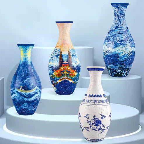 Moderne 3D puslespil vase til personlig blomsterdekoration i hjemmet.