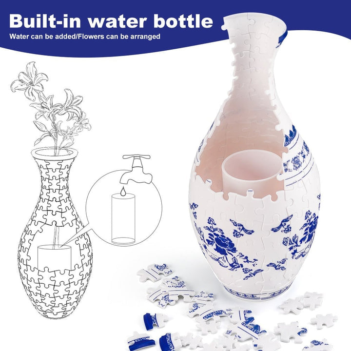 Samlesæt: EcoBloom 3D puslespil vase for kreativ DIY blomsterdekoration.