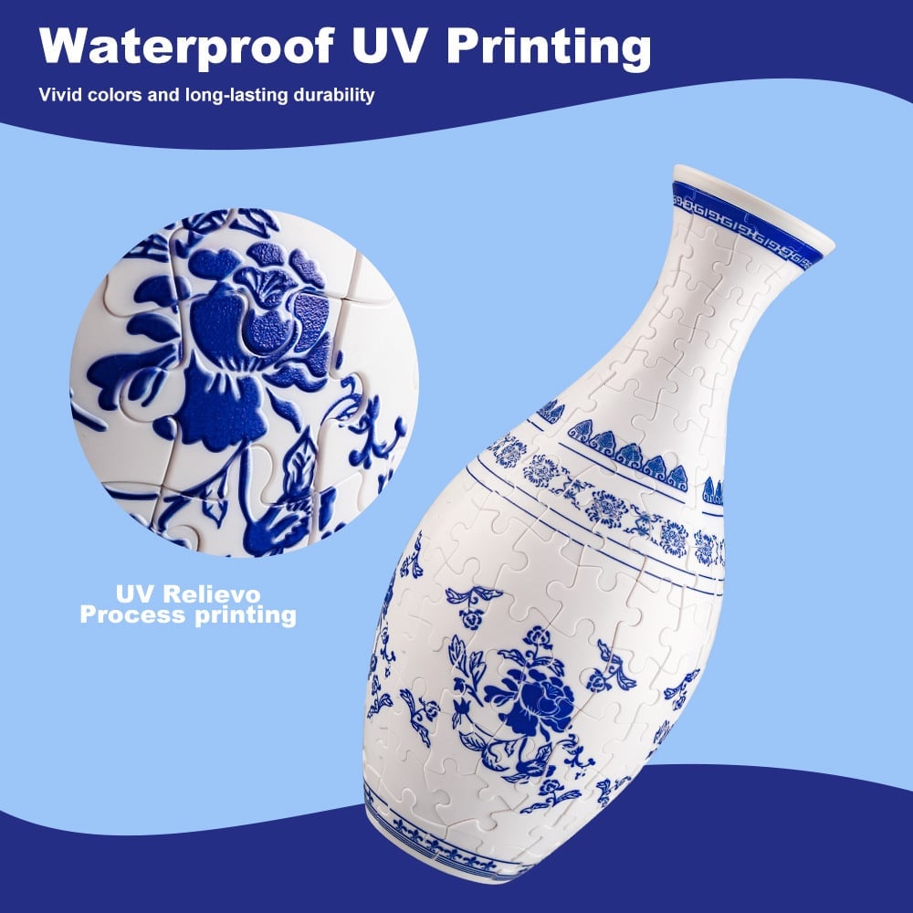 Blomstervase i 3D puslespil design, giver hjemmet en personlig stil.