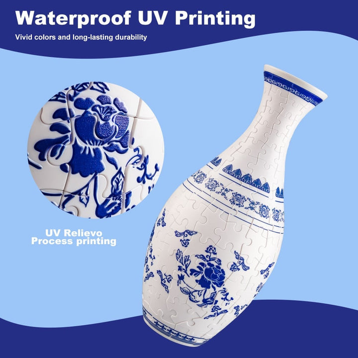 Blomstervase i 3D puslespil design, giver hjemmet en personlig stil.