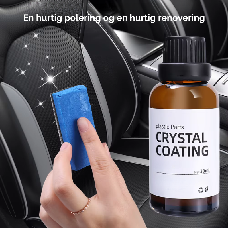 Bilplast Restorer anvendt på falmet kofanger, genskaber dyb sort glans og vandafvisende overflade.