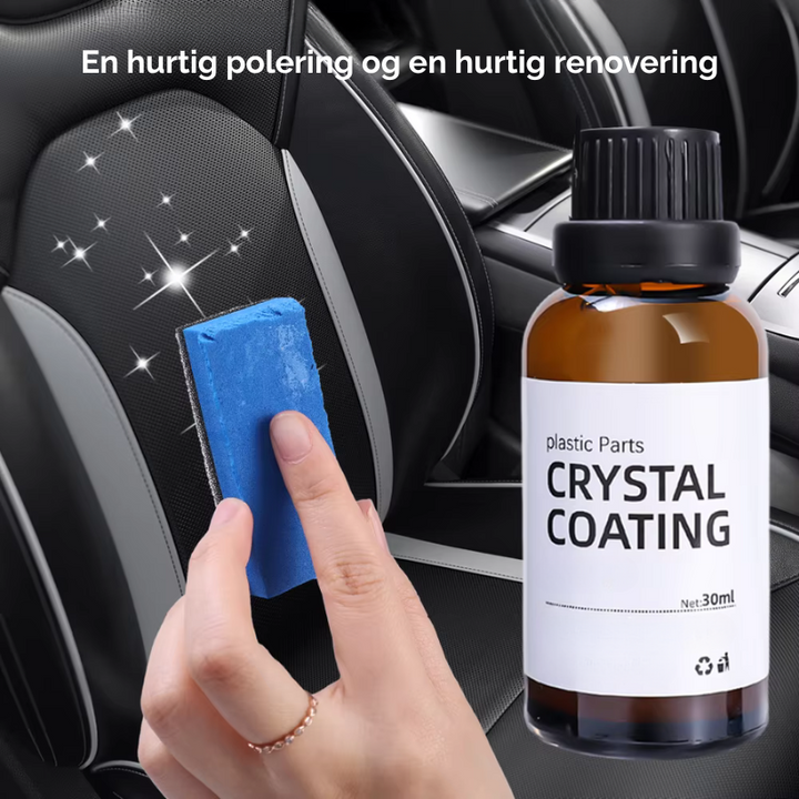 Bilplast Restorer anvendt på falmet kofanger, genskaber dyb sort glans og vandafvisende overflade.