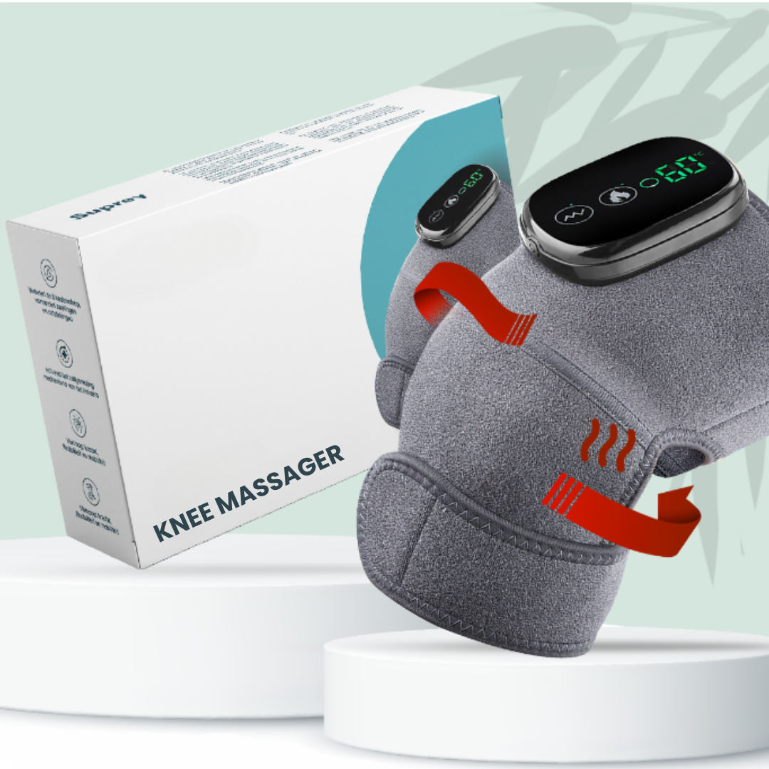 Effektiv knæstøtte med varme- og vibrationsterapi for hurtig knæsmertelindring & restitution af ledsmerter.