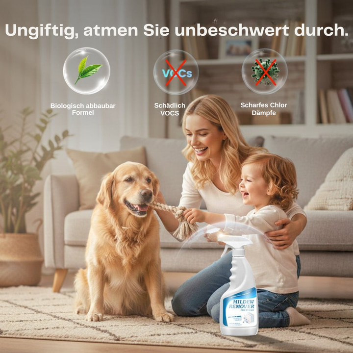 Rengør badeværelset med skimmelfjerner spray; fjerner effektivt sort mug fra fliser og fuger.