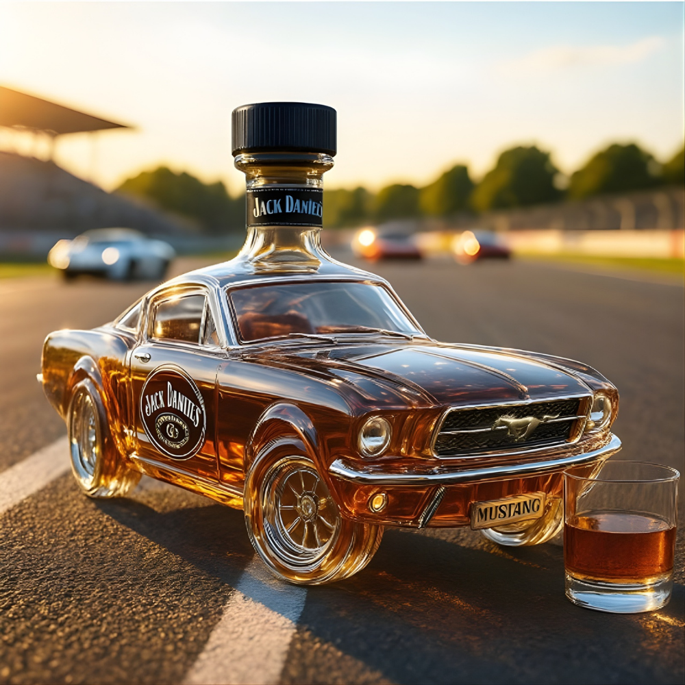 Samlerobjekt: Whiskykaraffel i limited edition glas med iøjnefaldende sportsvognsdesign. Fantastisk gave.