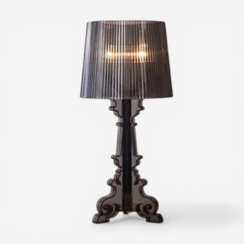 Elegant akryl bordlampe til soveværelset med blødt stemningslys, perfekt som natlampe.