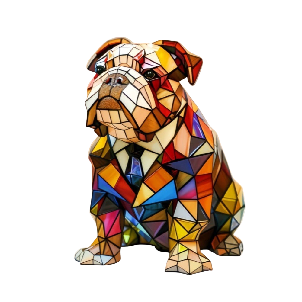 Elegant Art Deco LED bordlampe i form af en bulldog. Håndlavet dekorativ hundelampe med hyggelig belysning til hjemmet.