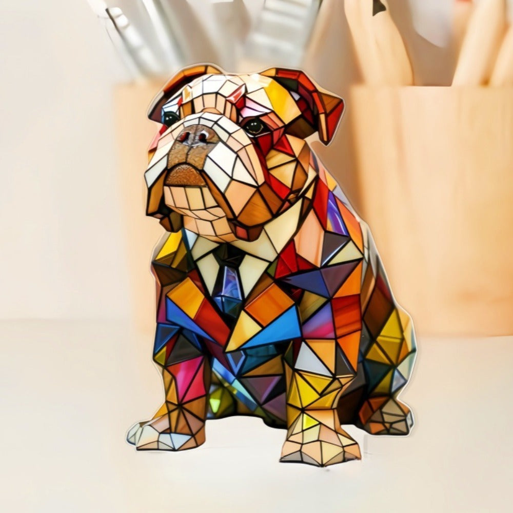 Stilren Bulldog Elegance LED lampe; håndlavet Art Deco bordlampe. Perfekt som dekorativ indretning eller gaveide.