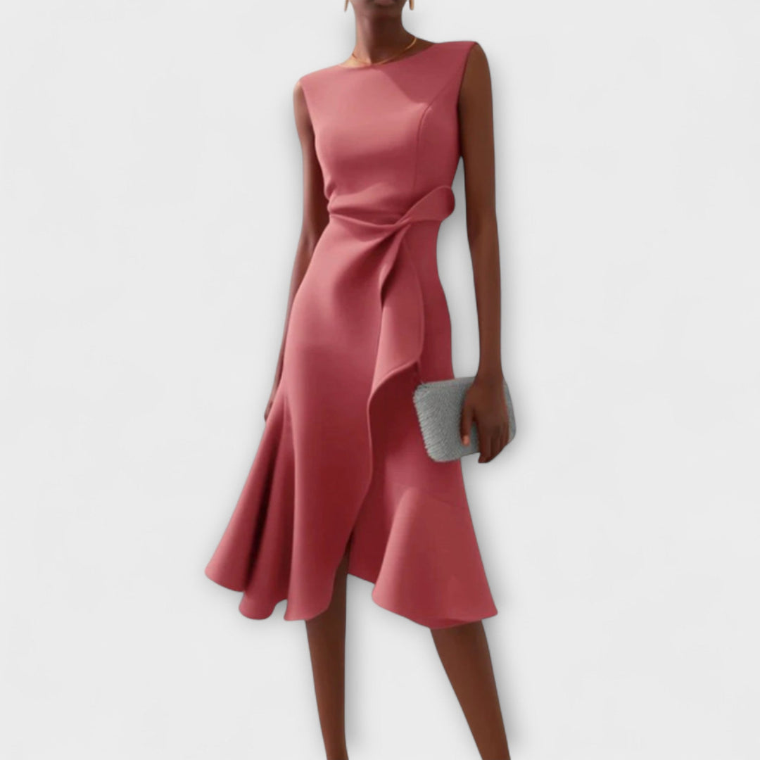 Ærmeløs, chic asymmetrisk midi kjole, alsidig til sommer, hverdag og elegante fester.
