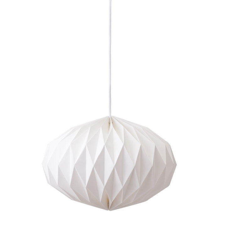 Elegant beige dråbeformet akrylpendel Ø42 cm med blød 360° lysspredning, ideel til stue eller soveværelse.