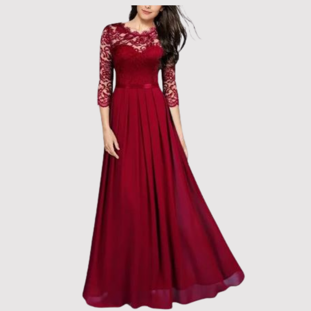 "Elegant blonder chiffon kjole til kvinder i smukke farver, perfekt til festlige anledninger, med flatterende pasform."