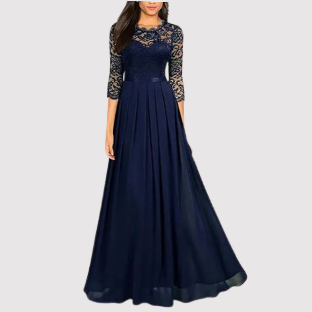"Elegant blonder chiffon kjole til kvinder i smukke farver, perfekt til festlige anledninger, med flatterende pasform."
