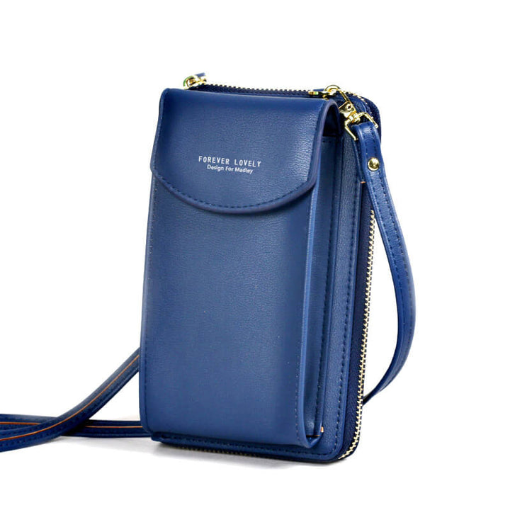 "Elegant crossbody taske i PU-læder med guldfarvede beslag og justerbar rem, ideel til hverdagsbrug og festlige lejligheder."