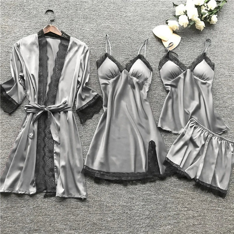 Alsidigt dame nattøj sæt i blonde, perfekt som afslappende loungewear og elegant pyjamas.