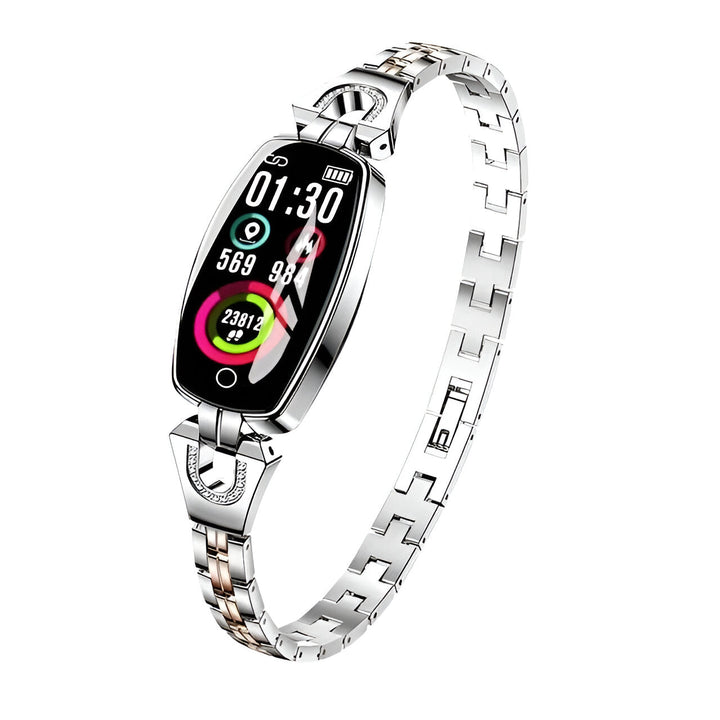 Dame fitness tracker med pulsmåler og blodtryk, designet for aktive kvinder.