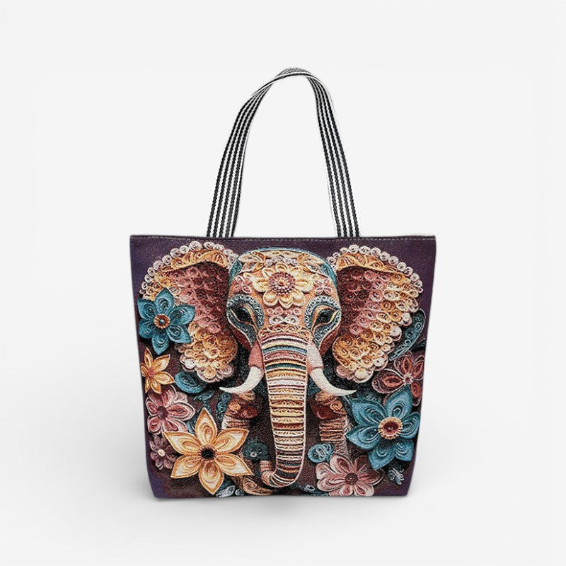 Elegant dame tote taske med broderi, perfekt til hverdag og shopping. Stilfuld og rummelig.