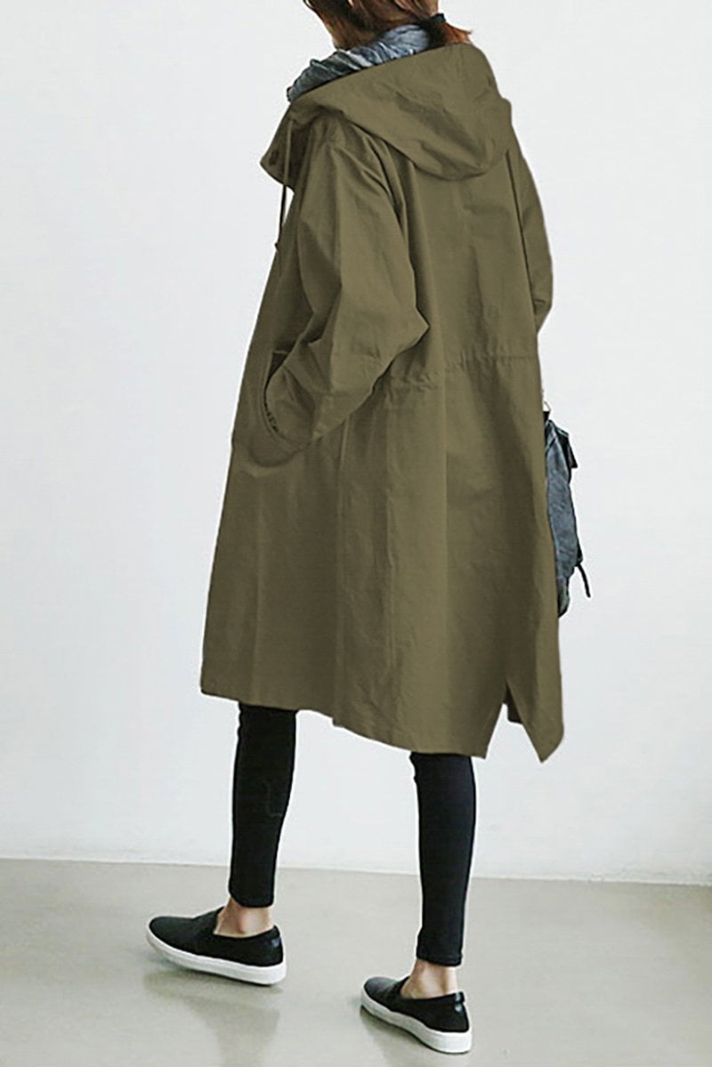 Alsidig dame trenchcoat, vandtæt og åndbar. Klassisk design med hætte, optimal vejrbeskyttelse og mode.