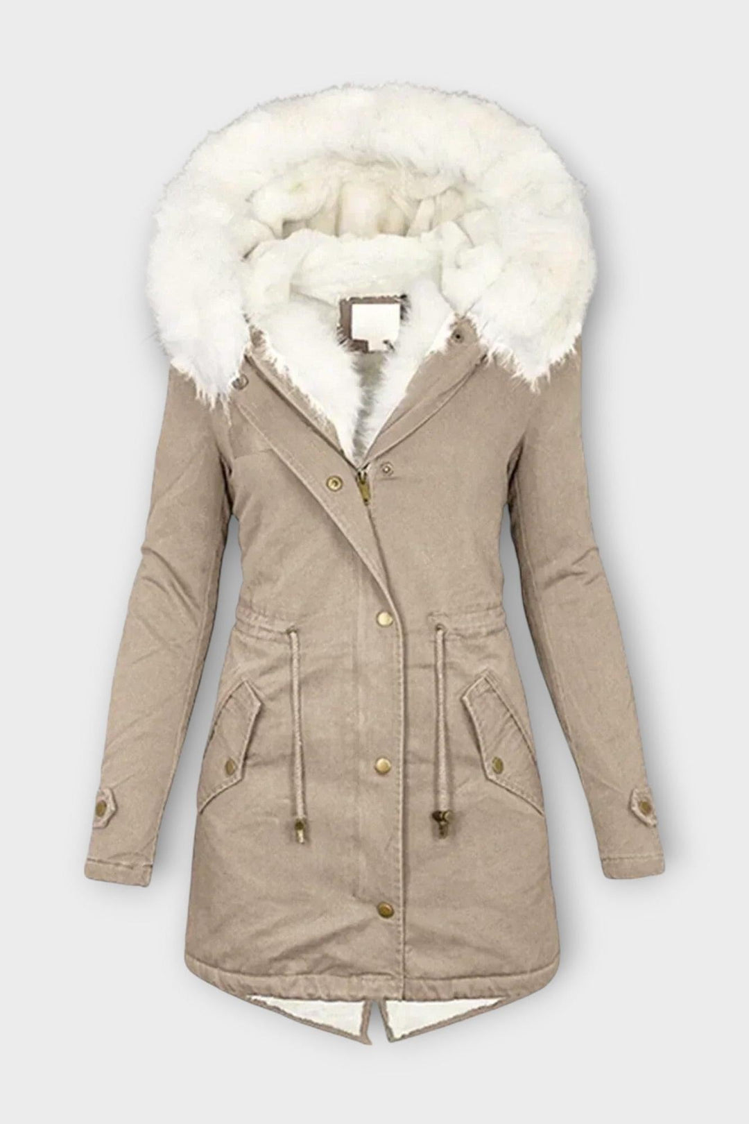 Varm faux fur vinterjakke til damer, Aisha, ideel som elegant overtøj.