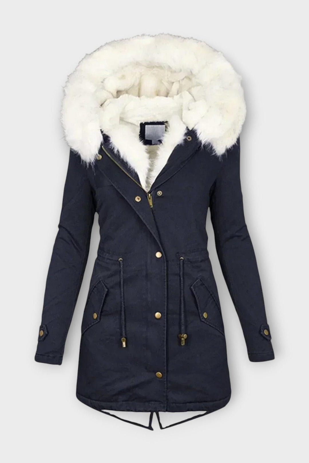 Behagelig og varm faux fur damejakke, Aisha, elegant design til koldere dage.