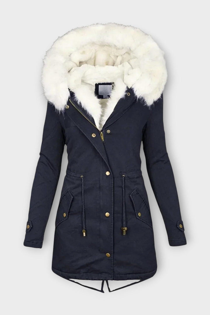 Behagelig og varm faux fur damejakke, Aisha, elegant design til koldere dage.