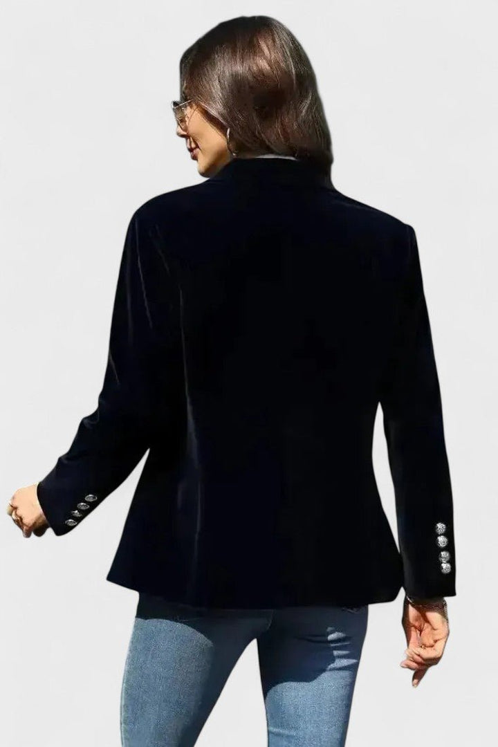 Stilfuld blå dameblazer til kvinder, perfekt for et moderne look til hverdag og fest.