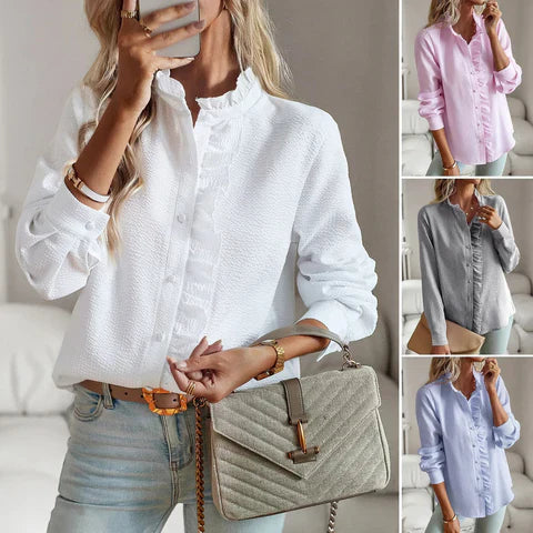 Elegant damebluse, tidløs og stilfuld til enhver anledning. Komfortabel langærmet bluse til kvinder.