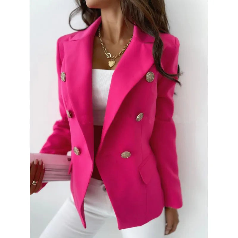 Kvindemode: Elegant dobbeltradet blazer, der skaber et stilfuldt og professionelt business look.