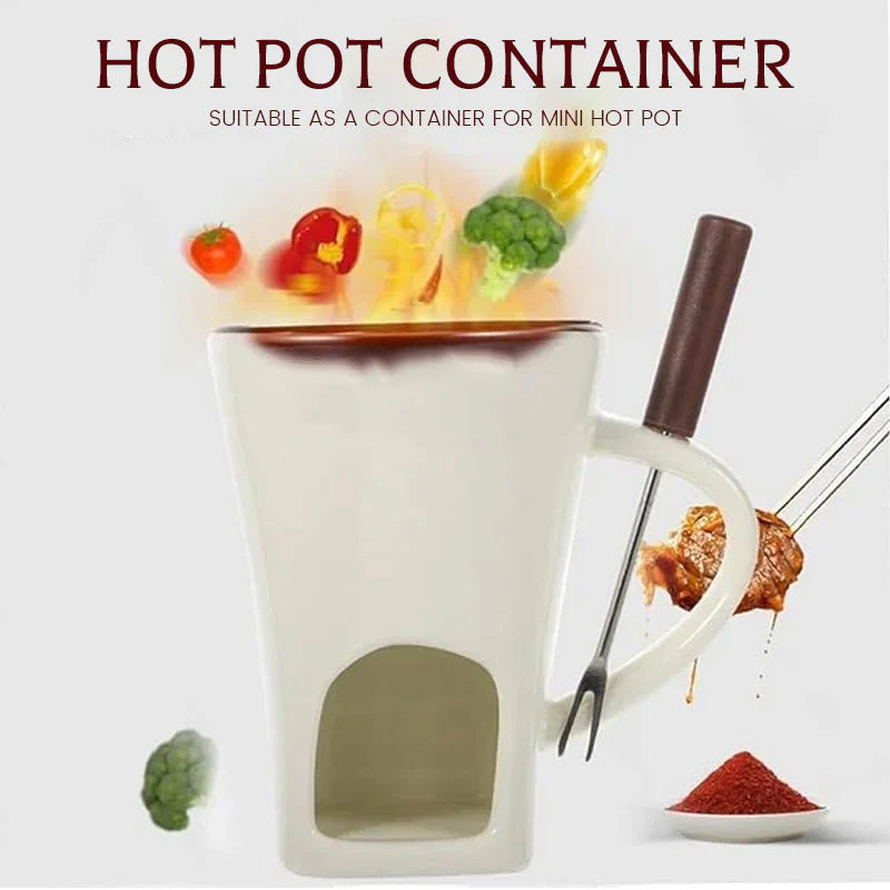 Hyggelig fonduekop til hjemmet, skabt til søde chokoladedesserter og oste-snacks.