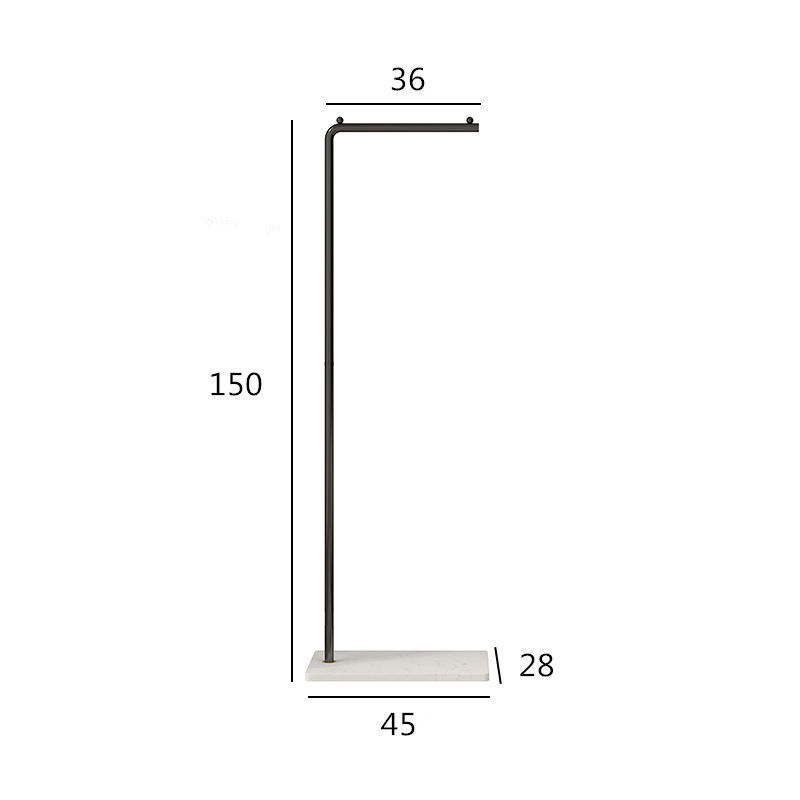 Stilfuldt garderobestativ til organiseret tøjopbevaring, robust marmorfod, elegant sort design, 150 cm.
