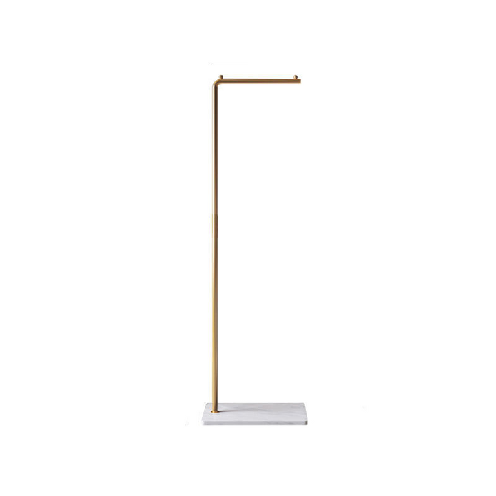 Fritstående luksus tøjstativ, 150 cm, med unik marmorfod og slankt sort metal design, perfekt til organisering.
